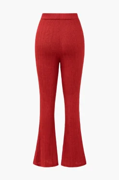 Off Shoulder Cropped Top And Flared Leg Pants Set