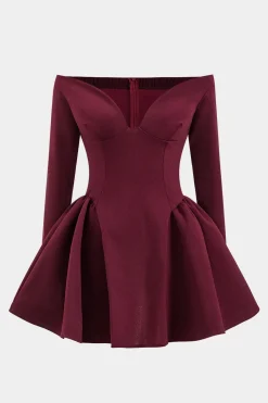 Off Shoulder Long Sleeve Mini Dress