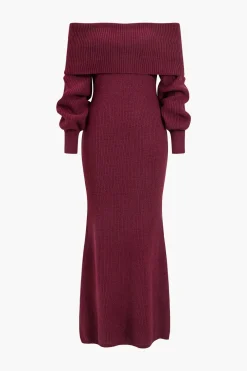 Off Shoulder Long Sleeve Sweater Dress