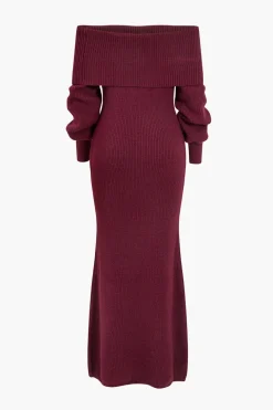 Off Shoulder Long Sleeve Sweater Dress