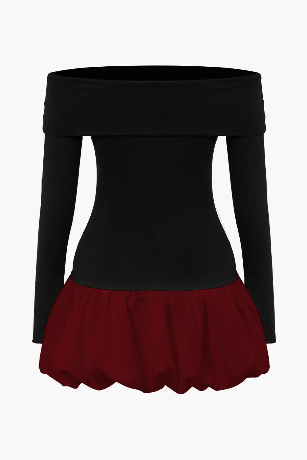 Off Shoulder Patchwork Mini Dress