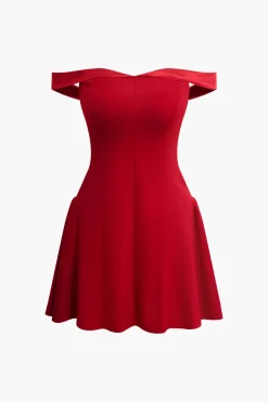 Off Shoulder Pleated Mini Dress