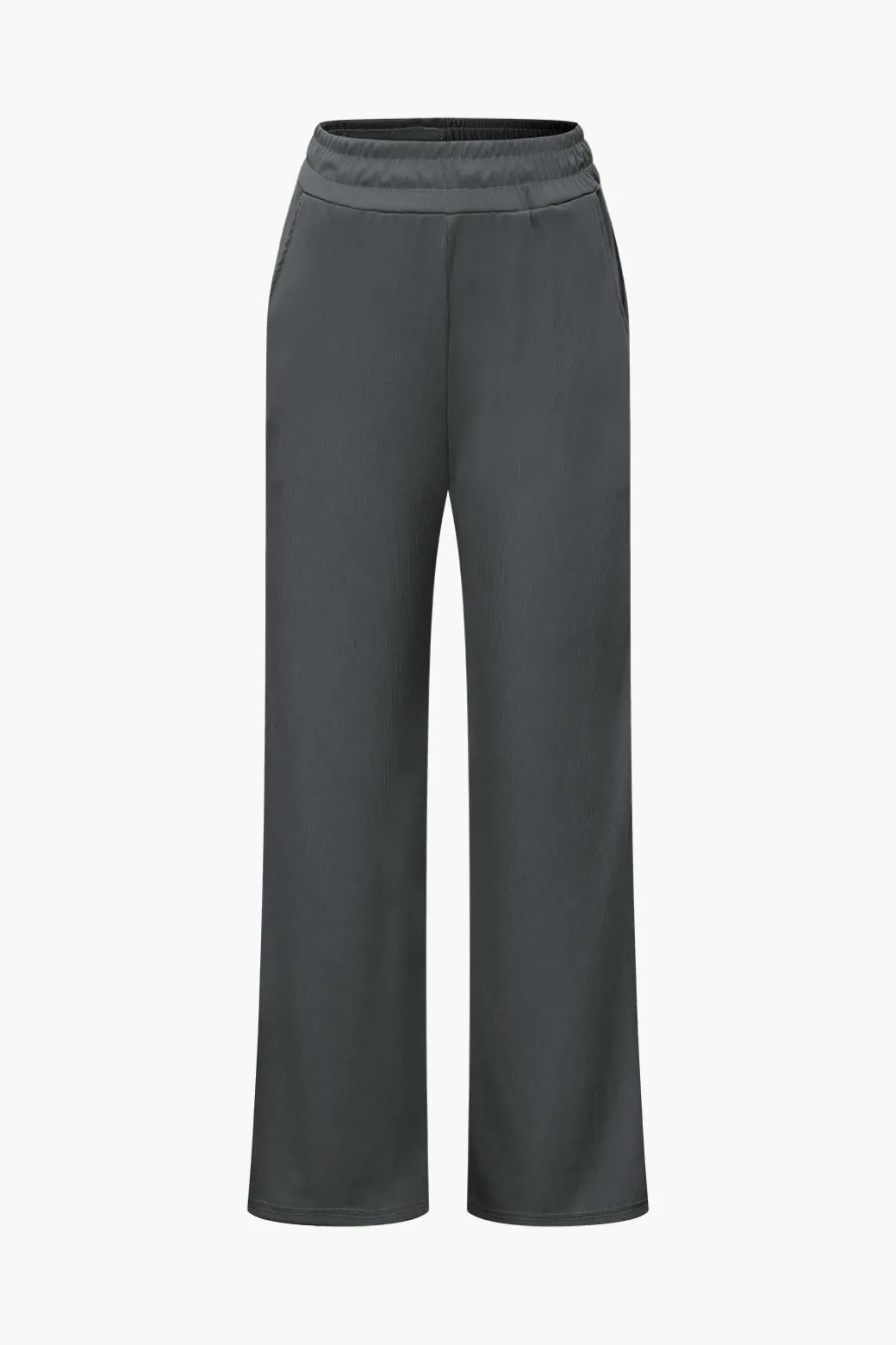 Off Shoulder Ruched Asymmetric Top And Straight Leg Pants Set