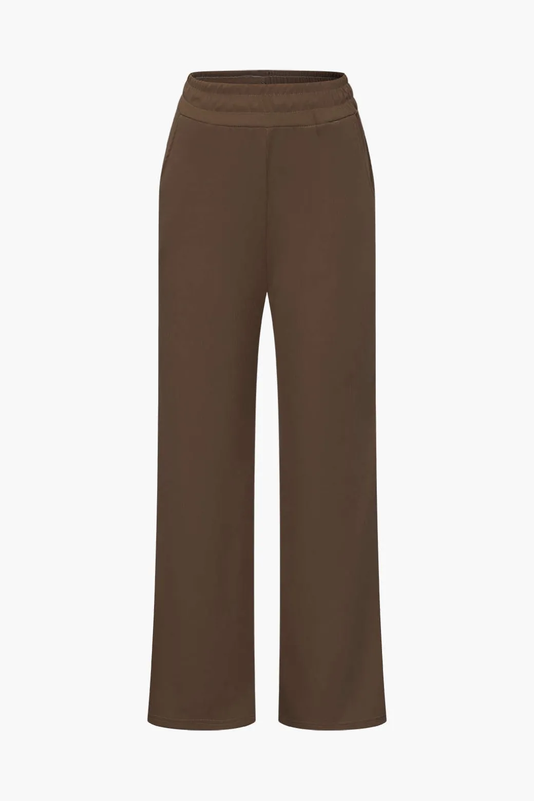 Off Shoulder Ruched Asymmetric Top And Straight Leg Pants Set