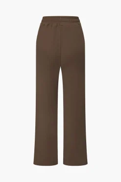 Off Shoulder Ruched Asymmetric Top And Straight Leg Pants Set