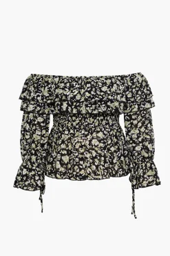 Off-The-Shoulder Chiffon Peplum Top
