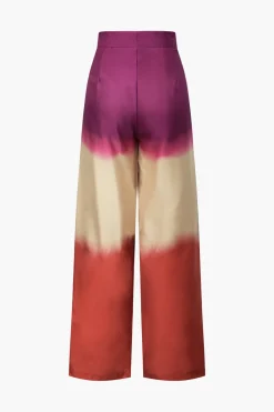Ombre High Waisted Satin Straight Leg Pants
