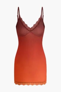 Ombre Lace Trim Mini Dress