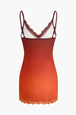 Ombre Lace Trim Mini Dress