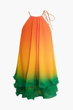 Ombre Layer Ruffle Mini Dress