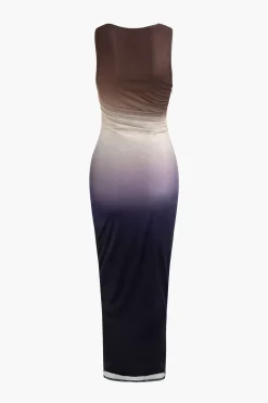 Ombre Mesh Sleeveless Midi Dress