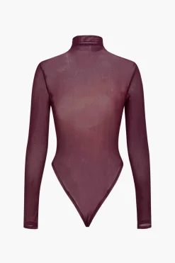 Ombre Print Mesh Long Sleeve Bodysuit