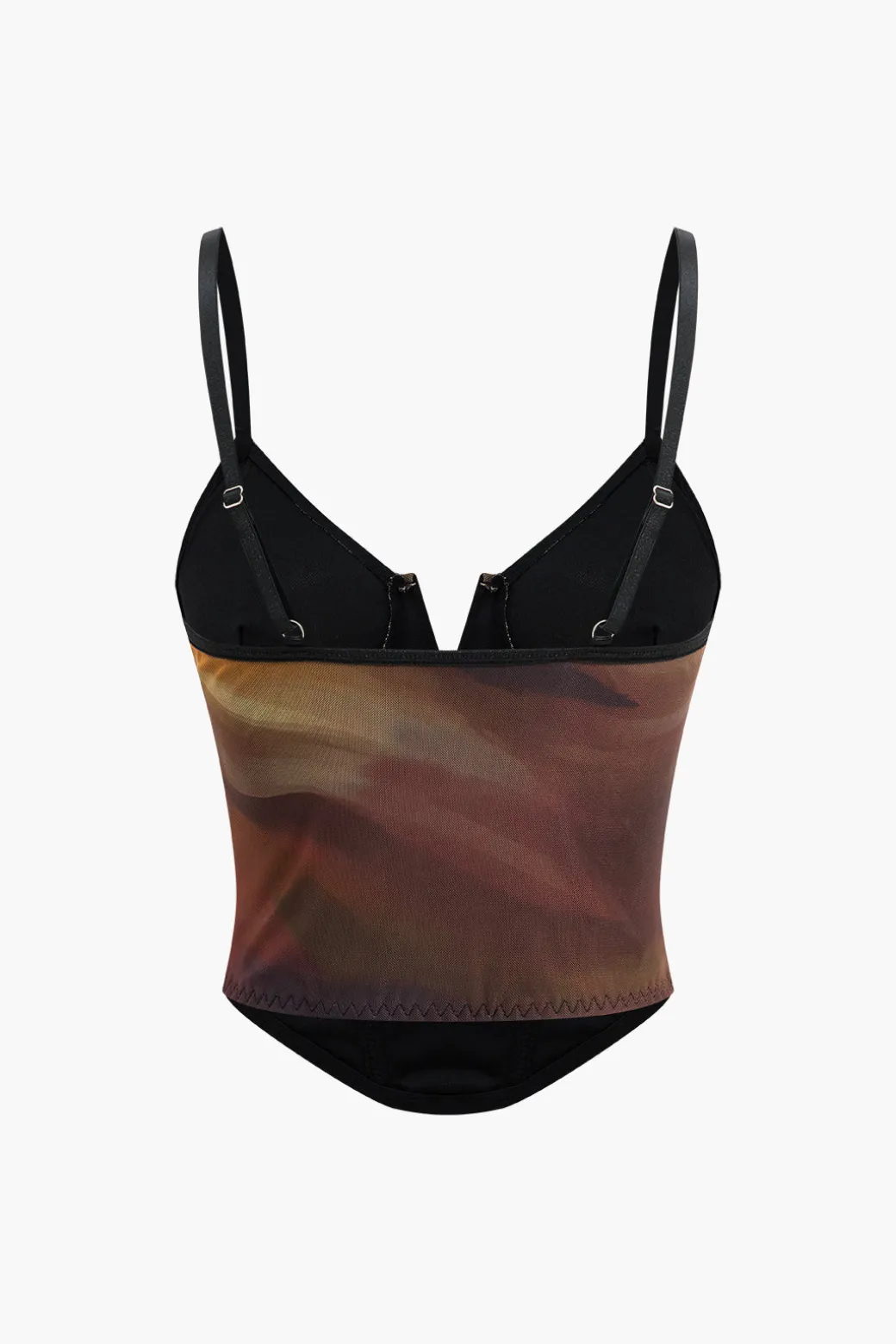 Ombre Print Mesh Slip Corset Waist Cami Top