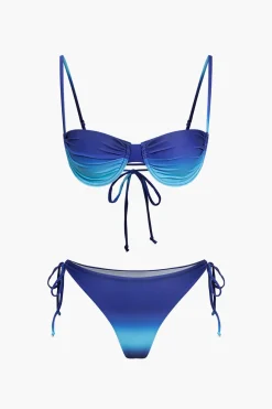 Ombre Print Tie-Up Bikini Set
