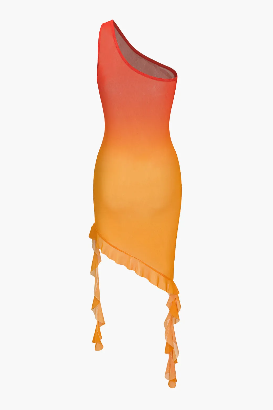 Ombre Ruffle One Shoulder Cover Up