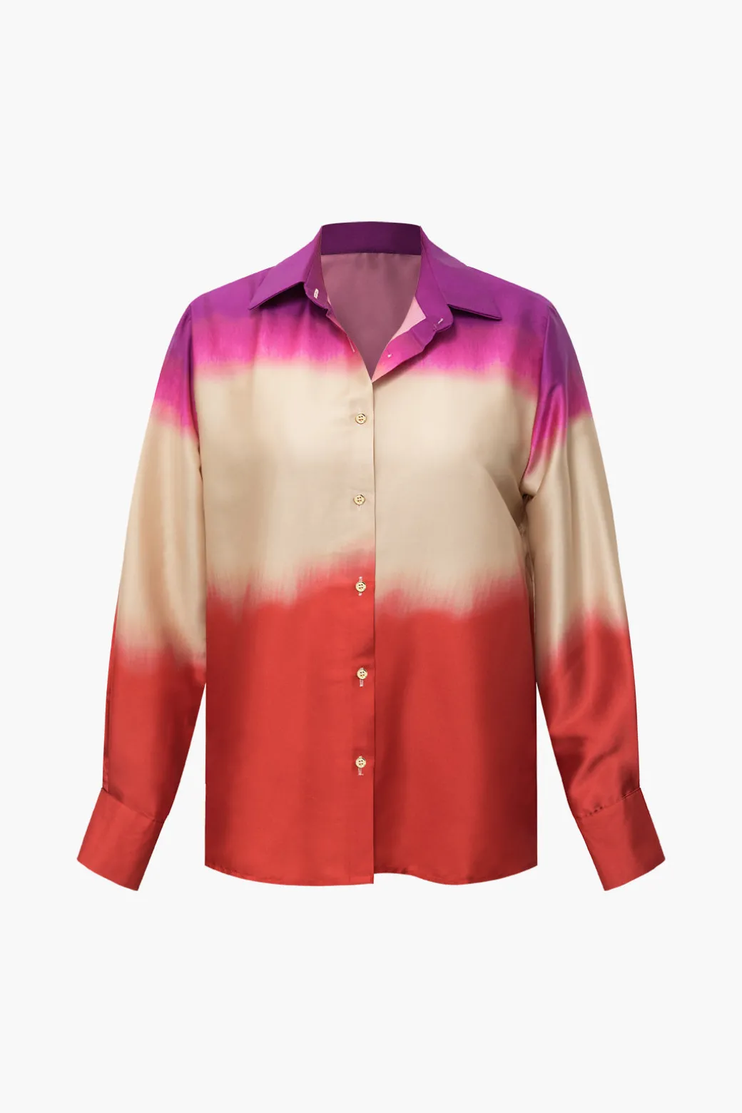 Ombre Satin Long Sleeve Shirt