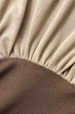 One Shouder Patchwork Ruched Slit Maxi Dress