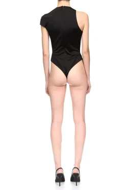 One Shoulder Ruched Short Sleeve Bodysuit