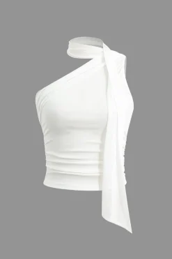 One-shoulder Tank Top With Scarf