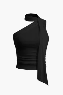 One-shoulder Tank Top With Scarf