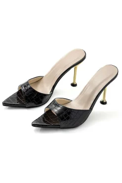 Open Pointed Toe Ankle-strapless High-heeled Sandals