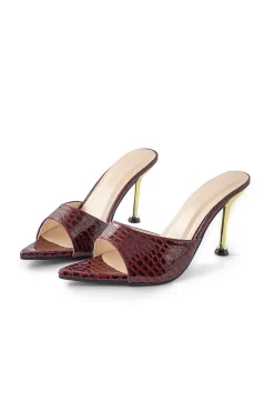 Open Pointed Toe Ankle-strapless High-heeled Sandals