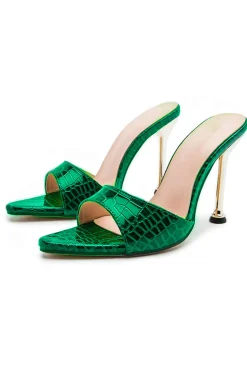 Open Pointed Toe Ankle-strapless High-heeled Sandals