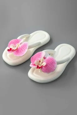 Orchid Decoration Flip Flop Slippers