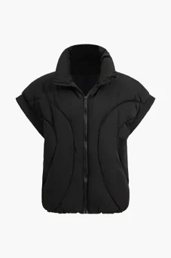 Padded Cap-Sleeve Zip Vest