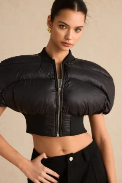 Padded Zipper Cropped Puffer