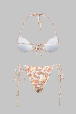 Paisley Print Tie-Up Bikini Set