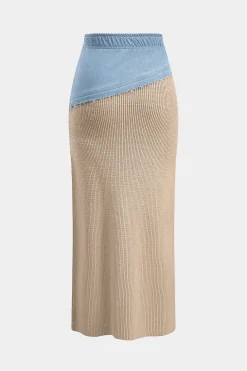Patchwork Asymmetrical Sweater Skirt