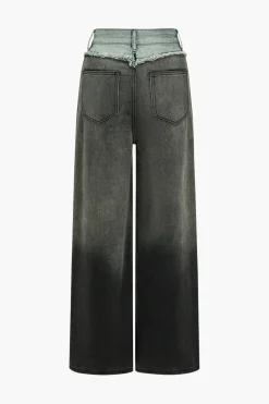 Patchwork Color Block Wide Leg Jeans