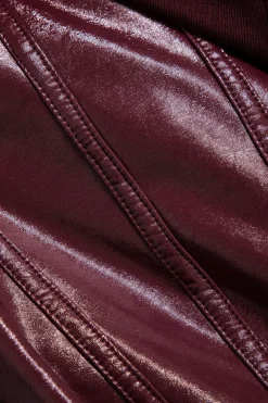 Patchwork Faux Leather Long Sleeve Bodysuit