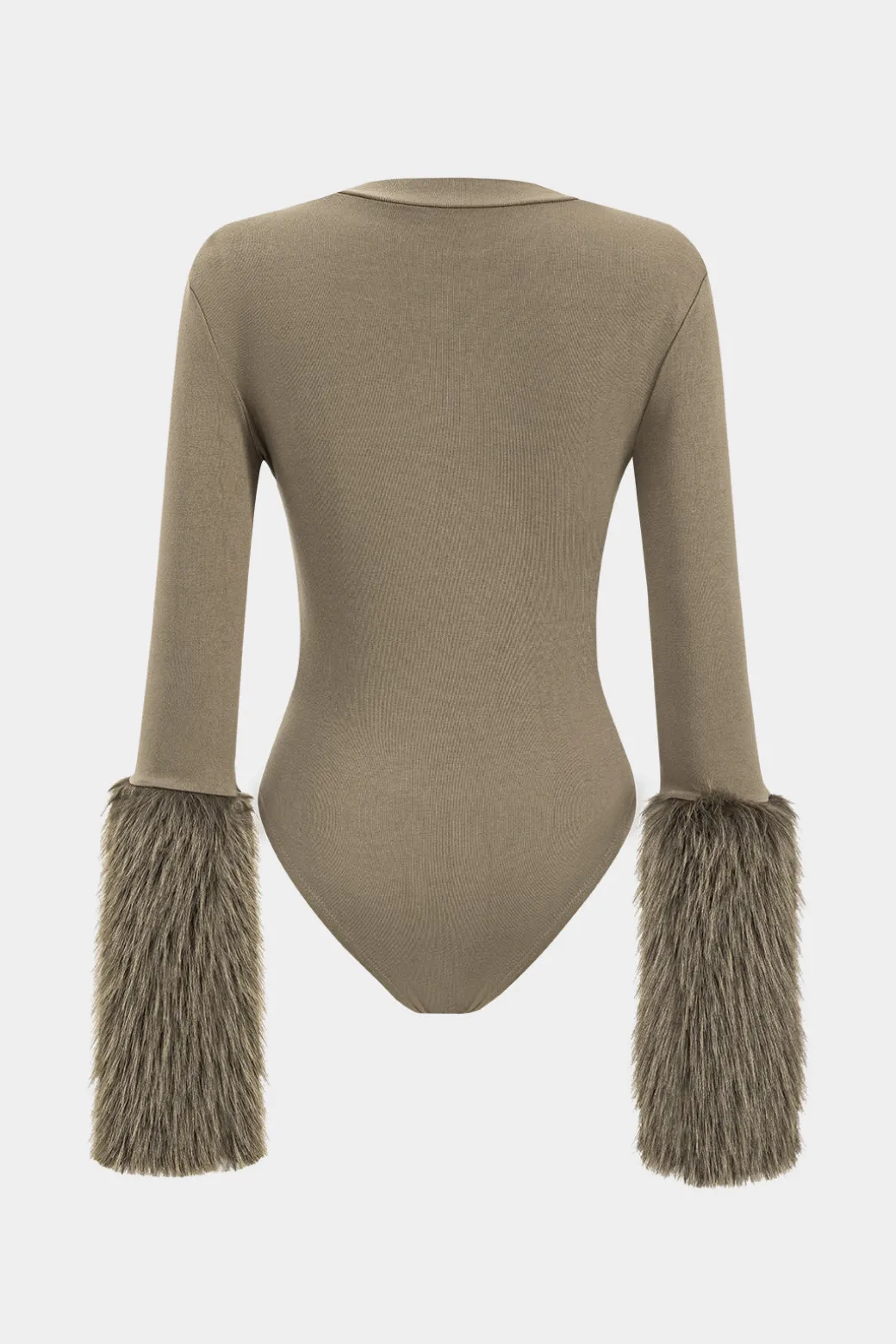 Patchwork Fur Long Sleeve Bodysuit