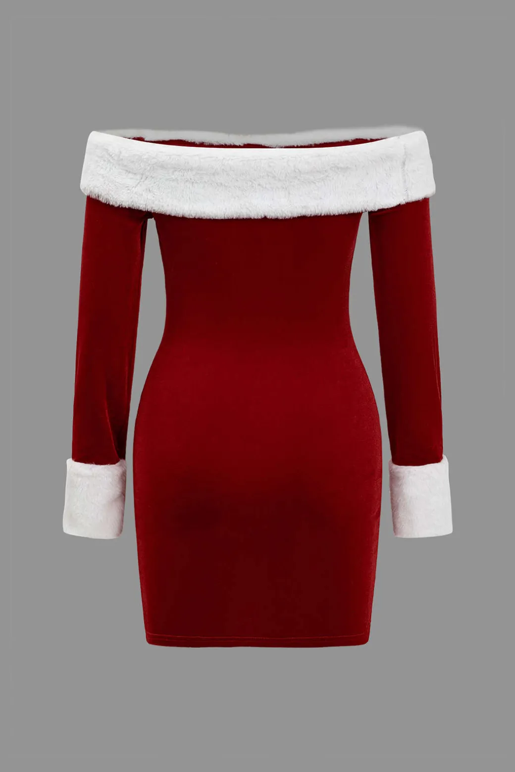 Patchwork Fur Off Shoulder Long Sleeve Mini Dress