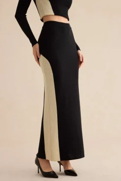 Patchwork Knit Maxi Skirt