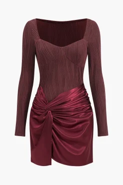 Patchwork Knot Ruched Mini Dress