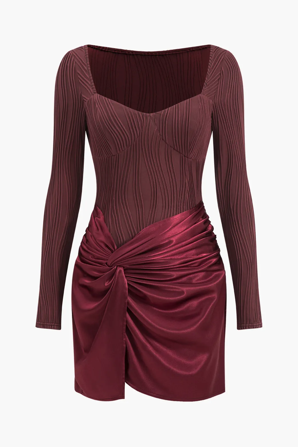 Patchwork Knot Ruched Mini Dress