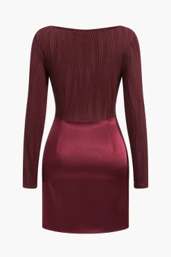 Patchwork Knot Ruched Mini Dress
