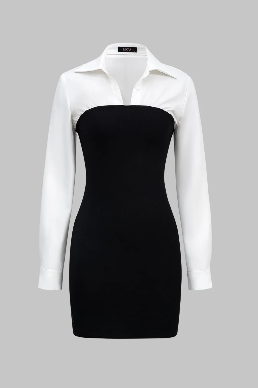 Patchwork Long Sleeve Mini Dress