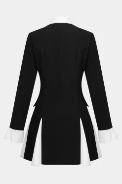 Patchwork Long Sleeve Mini Dress