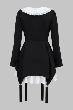 Patchwork Long Sleeve Mini Dress