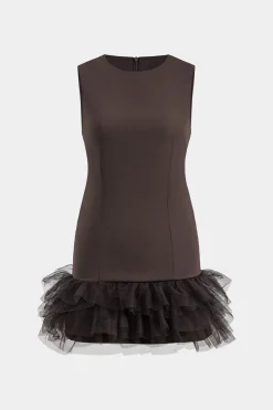 Patchwork Mesh Sleeveless Mini Dress