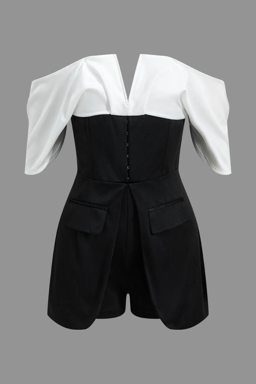 Patchwork Off Shoulder V-Shaped Romper