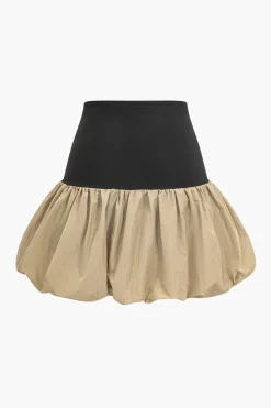Patchwork Puff Mini Skirt