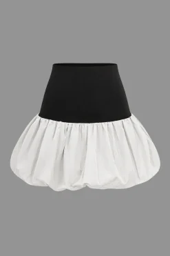 Patchwork Puff Mini Skirt