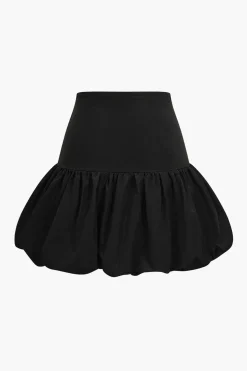 Patchwork Puff Mini Skirt