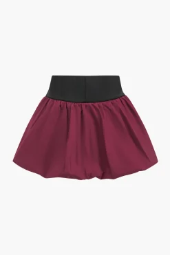 Patchwork Tie Up Top And Puff Skirt Set