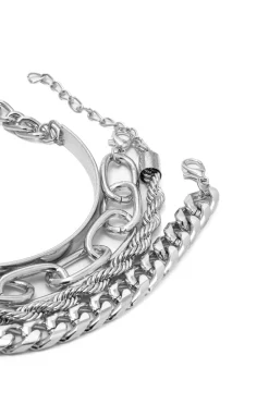 4pc Cuban Chain Link Bracelet Set